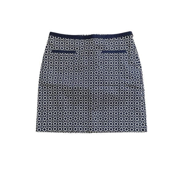 Talbots Women’s Mini Skirt Blue and White Pattern Size 8 NWT - Picture 1 of 10